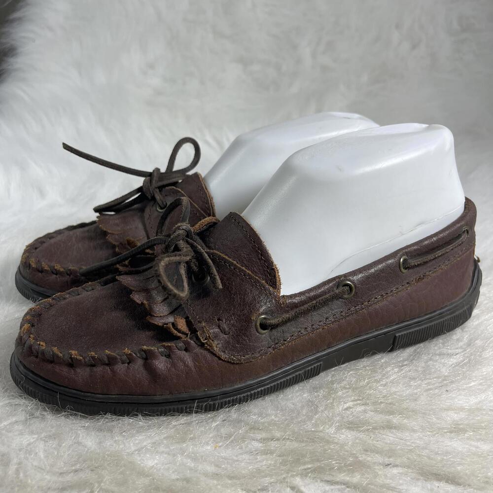 Minnetonka Classic Moosehide Loafer Brown leather size 8